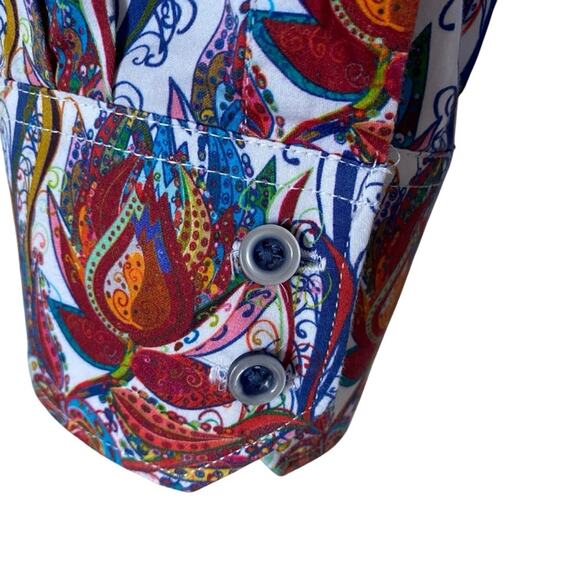 Robert Graham Hillard Cuff Floral Print Button Down Shirt size large - Picture 5 of 8